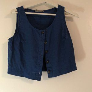 Everlane Linen Button-Front Crop Tank